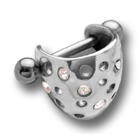 Helix ear piercing 925 sterling silver design and shield with crystals 1.2x6mm