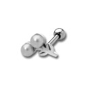 Helix ear piercing 1.2x6mm with cherries made of 925 sterling silver and small artificial pearl