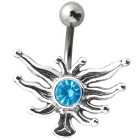 Belly button piercing made of surgical steel and silver, crystal insect