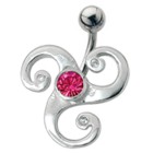 Steel navel piercing with abstract motif