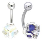 Belly button body jewelry piercing made of 925 silver with disco stone