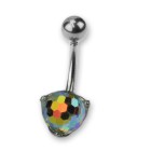 Belly button body jewelry piercing made of 925 silver with a round disco stone