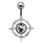 Navel piercing with 925 motif medieval church decoration