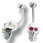 Belly button piercing with skull design made of 925 silver