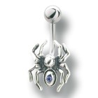 Belly button body jewelry piercing with 925 silver spider