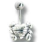 Belly button body jewelry piercing with heart design, 1.6x6mm / 1.6x8mm / 1.6x10mm / 1.6x12mm / 1.6x14mm