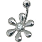 Stahl Bauchnabel Piercing mit Blütendesign und Swarowski