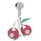 Belly button piercing with 925 silver cherry motif, 1.6x6mm / 1.6x8mm / 1.6x10mm / 1.6x12mm / 1.6x14mm
