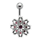 Navel piercing with 925 silver flowers motif 501