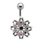 Navel piercing with 925 silver flowers motif 501