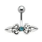Belly button body jewelry piercing with silver design 535