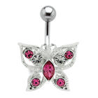 Navel piercing with butterfly 925 silver motif 603