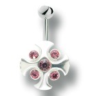 Navel piercing with 925 silver cross motif 70