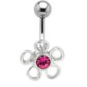 Navel piercing with 925 silver flower motif 87