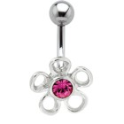 Navel piercing with 925 silver flower motif 87