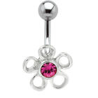 Navel piercing with 925 silver flower motif 87