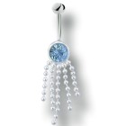 Belly button piercing with 925 silver 5 ball chain design and crystal