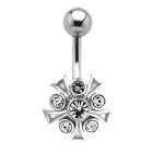 316L surgical steel belly button piercing with 925 silver corona design