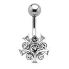 316L surgical steel belly button piercing with 925 silver corona design