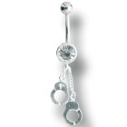 316L surgical steel belly button piercing with 925 silver handcuffs,
