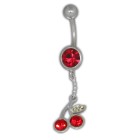 Belly button piercing with 925 silver cherry design, 1.6x6mm / 1.6x8mm / 1.6x10mm / 1.6x12mm / 1.6x14mm