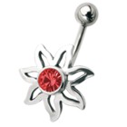 Belly button piercing with flower design, a sunny little flower
