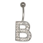Letter navel piercing B with steel or titanium banana,1.6x6mm / 1.6x8mm / 1.6x10mm / 1.6x12mm / 1.6x14mm