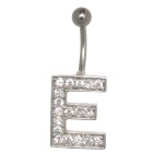 Letter navel piercing E with steel or titanium banana