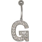 Letter navel piercing G with steel or titanium banana,1.6x6mm / 1.6x8mm / 1.6x10mm / 1.6x12mm / 1.6x14mm