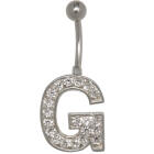 Letter navel piercing G with steel or titanium banana,1.6x6mm / 1.6x8mm / 1.6x10mm / 1.6x12mm / 1.6x14mm
