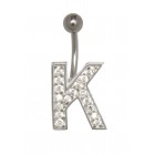 Letter navel piercing K with steel or titanium banana