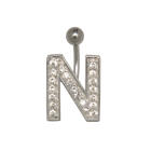 Belly button body jewelry piercing in ABC design with zirconia - letter N,1.6x6mm / 1.6x8mm / 1.6x10mm / 1.6x12mm / 1.6x14mm