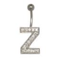 Belly button body jewelry piercing in ABC design with zirconia - letter Z,1.6x6mm / 1.6x8mm / 1.6x10mm / 1.6x12mm / 1.6x14mm