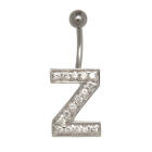 Belly button body jewelry piercing in ABC design with zirconia - letter Z,1.6x6mm / 1.6x8mm / 1.6x10mm / 1.6x12mm / 1.6x14mm
