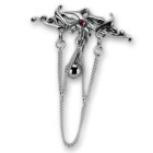 Belly button piercing, fantasy design with silver chains and crystals