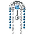 Upper Belly Shield Chain with four rhinestone chains