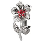 Navel piercing with 925 sterling silver motif scary flower with crystals