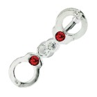 Belly button body jewelry piercing - 2 handcuffs made of sterling silver - crystals