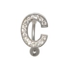 Belly button body jewelry piercing in ABC design with zircons - letter C