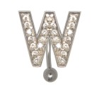 Belly button body jewelry piercing in ABC design with zirconia - letter W, 1.6x6mm / 1.6x8mm / 1.6x10mm / 1.6x12mm / 1.6x14mm