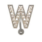 Belly button body jewelry piercing in ABC design with zirconia - letter W, 1.6x6mm / 1.6x8mm / 1.6x10mm / 1.6x12mm / 1.6x14mm
