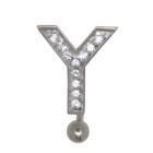 Belly button body jewelry piercing in ABC design with zirconia - letter Y, 1.6x6mm / 1.6x8mm / 1.6x10mm / 1.6x12mm / 1.6x14mm