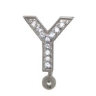 Belly button body jewelry piercing in ABC design with zirconia - letter Y, 1.6x6mm / 1.6x8mm / 1.6x10mm / 1.6x12mm / 1.6x14mm