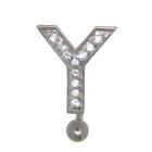 Belly button body jewelry piercing in ABC design with zirconia - letter Y, 1.6x6mm / 1.6x8mm / 1.6x10mm / 1.6x12mm / 1.6x14mm