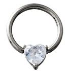 BCR clamp ring with heart crystal insert Size and color selectable