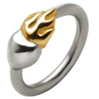 Closure ring with flaming heart design