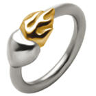 Closure ring with flaming heart design