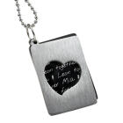 Two-piece stainless steel pendant with heart cut-out and personal engraving