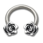 Side horseshoe piercing with rose motif