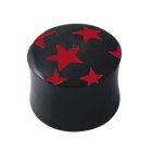 Earhole stretcher plug with red stars, sizes selectable
